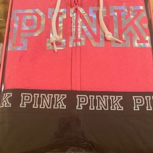 Pink Full Zip Hoodie and Leggings Set Sz Small